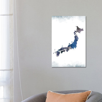 Japan Bluish Map - Wrapped Canvas Painting