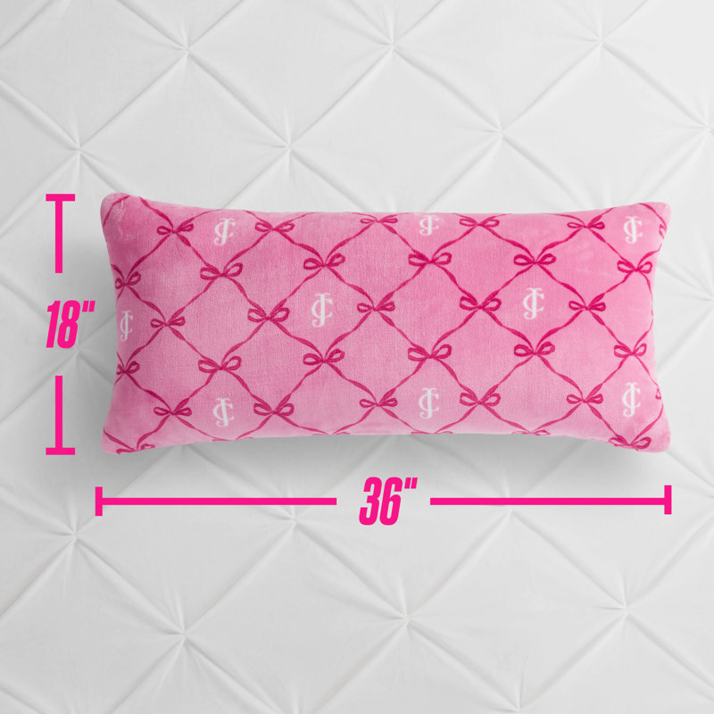 Juicy Couture Lattice Print Plush Body Pillow, Hot Pink Bow Lattice