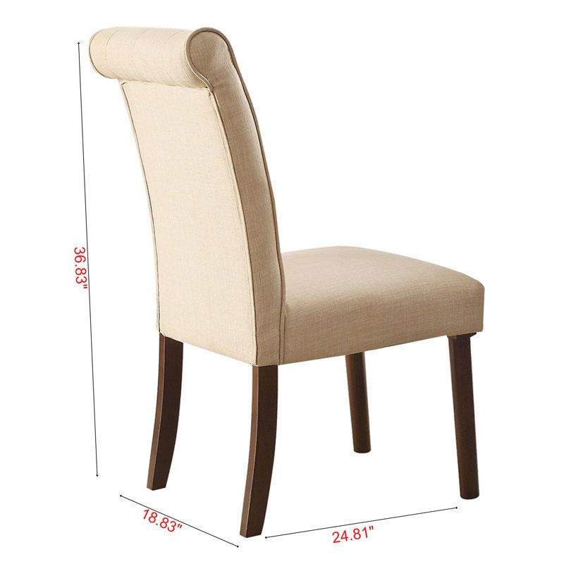 Chaise d'appoint en lin et noyer beige Dorian (ensemble de 2)