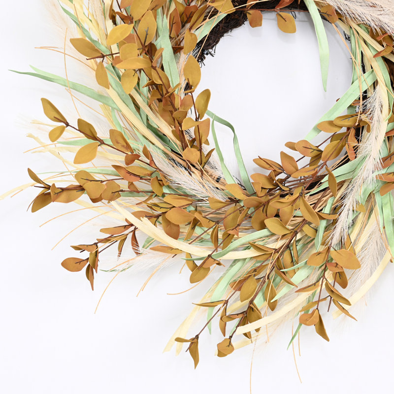 Couronne de 24 po Artificiel Boho Eucalyptus Pampas