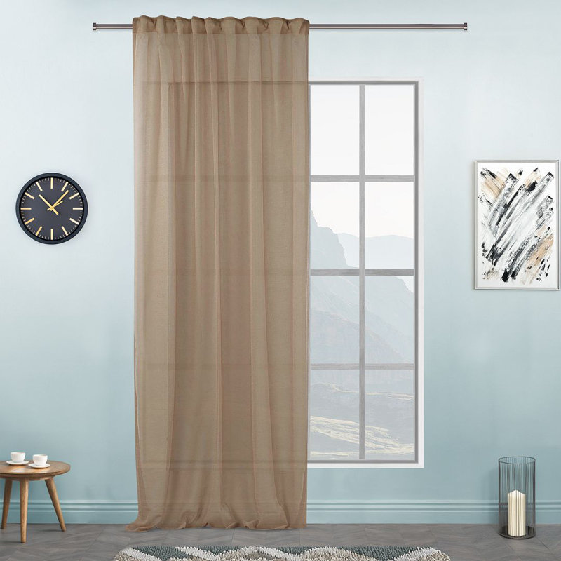 Sheer Single Curtain Panel, 260" W x 265" L, Brown