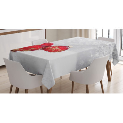 Xmas Baubles on Snow with Snowflakes Ice Holiday Humanitarian Artwork Illustration Tablecloth