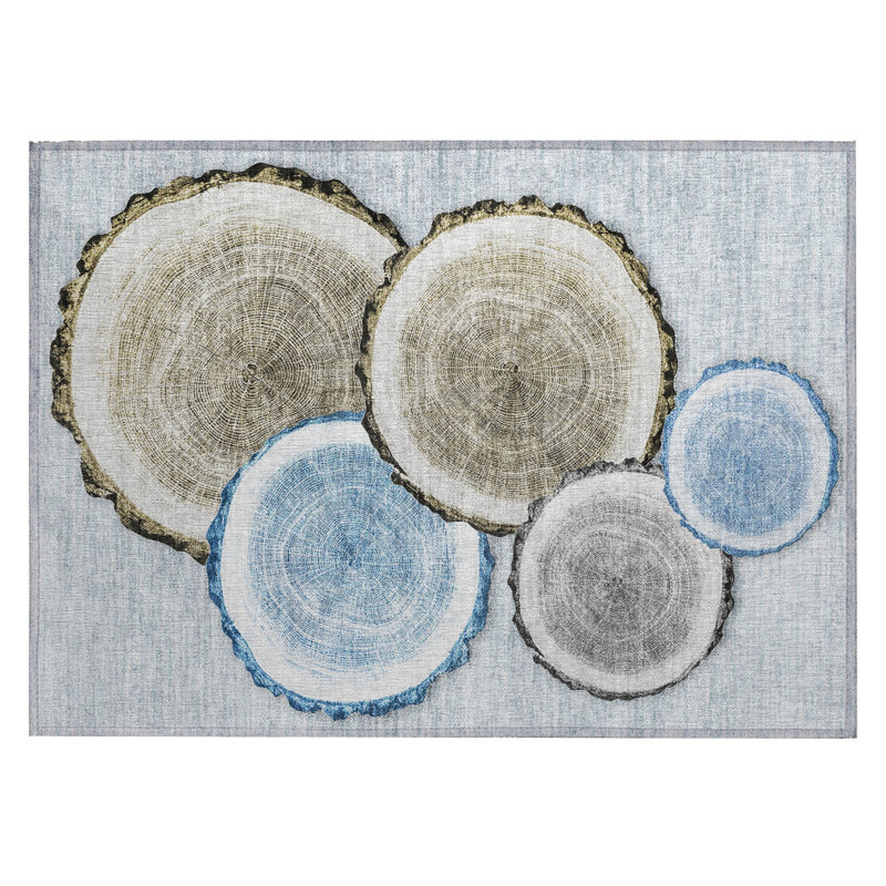 Tapis intérieur antidérapant lavable antidérapant bleu doré et gris 2 pi x 3 pi