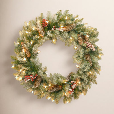 The Holiday Aisle® Dunhill Fir Wreath with Clear Lights