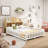 Headboard Storage Cabinet For Full-Size Montessori Floor Bed Natural,Freely Collocation-720220257