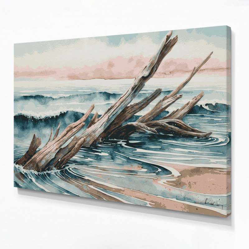 Art mural sur toile gris, "Coastal Beach", 11" H x 14" W