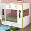 Lit superposé House avec tiroirs et tablettes de rangement, cadre de lit superposé en bois avec garde-corps en forme de maison-243952968