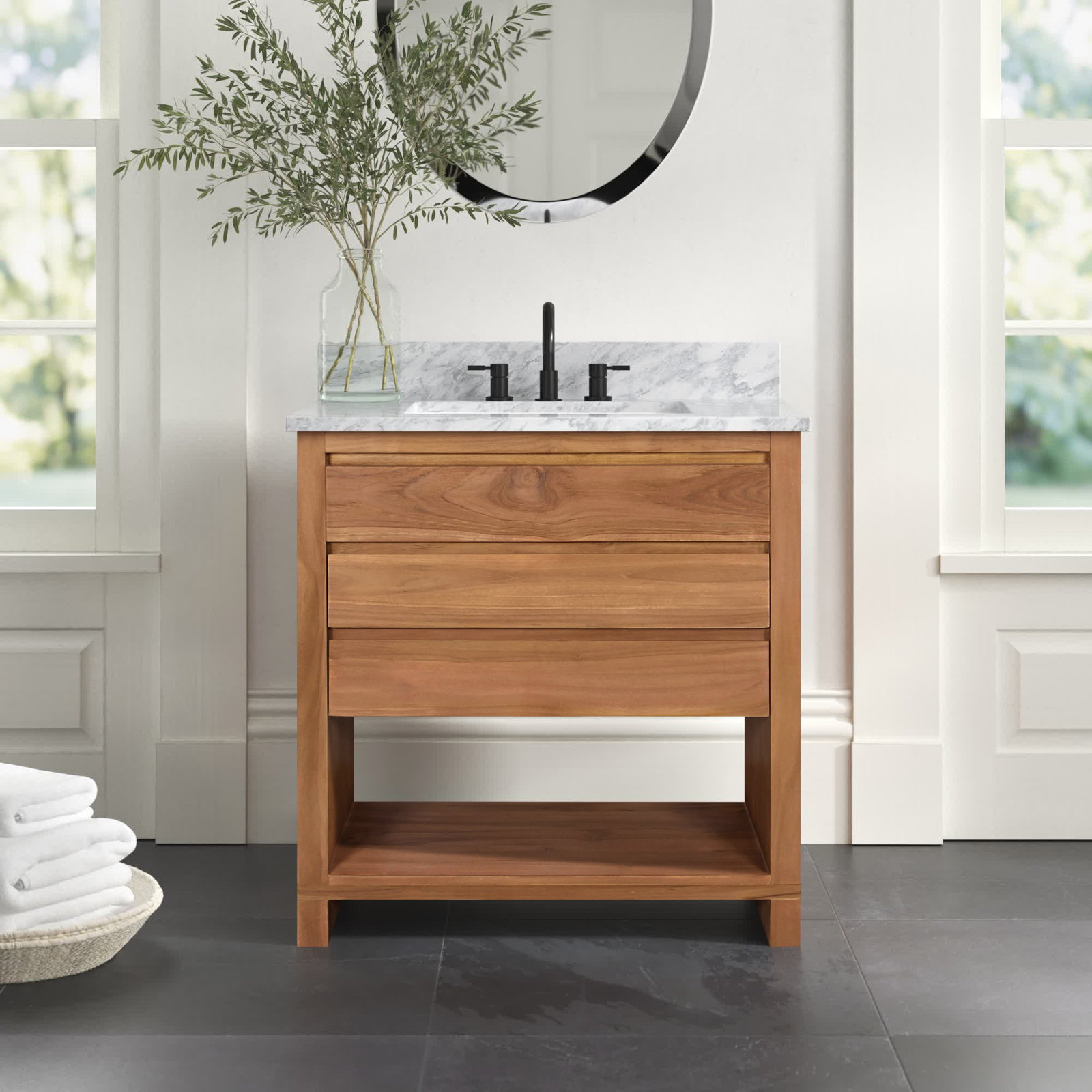 Keaton 31'' Single Bathroom Vanity, Natural Teak