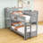 L-Shaped Bunk Bed with Built-In Desk, 4 Drawers, USB Ports and Power Outlet-1265873735
