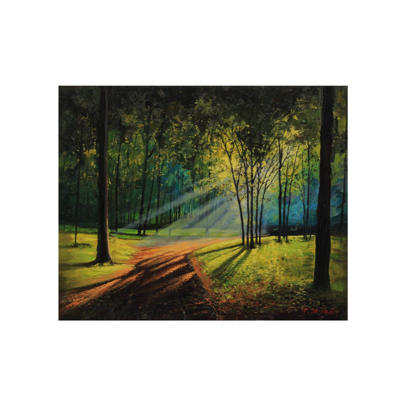Un sentier solitaire dans la forêt | Huile sur toile | Par Devraj