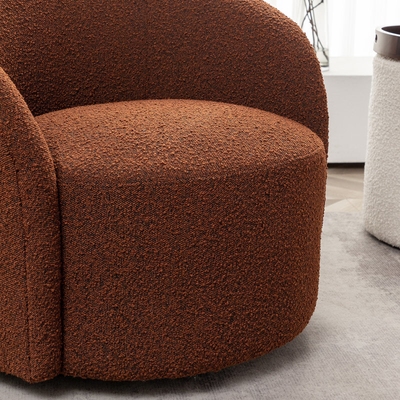 Cleaven 34" Wide Boucle Upholstered Swivel Barrel Chair (Set of 2), Brun