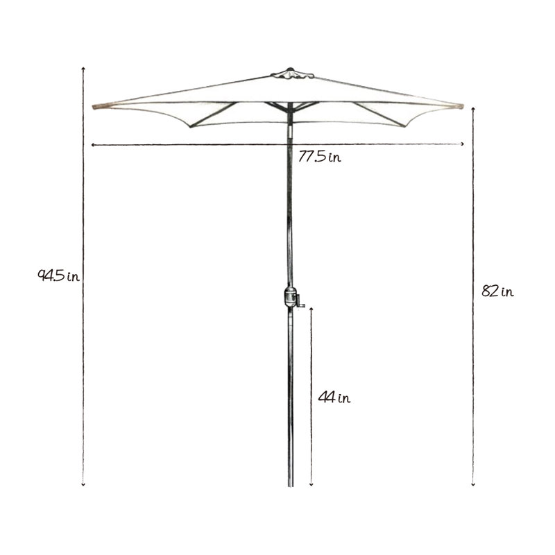Parasol carré en polyester 78 po Marla, Brun clair, Bouton-poussoir