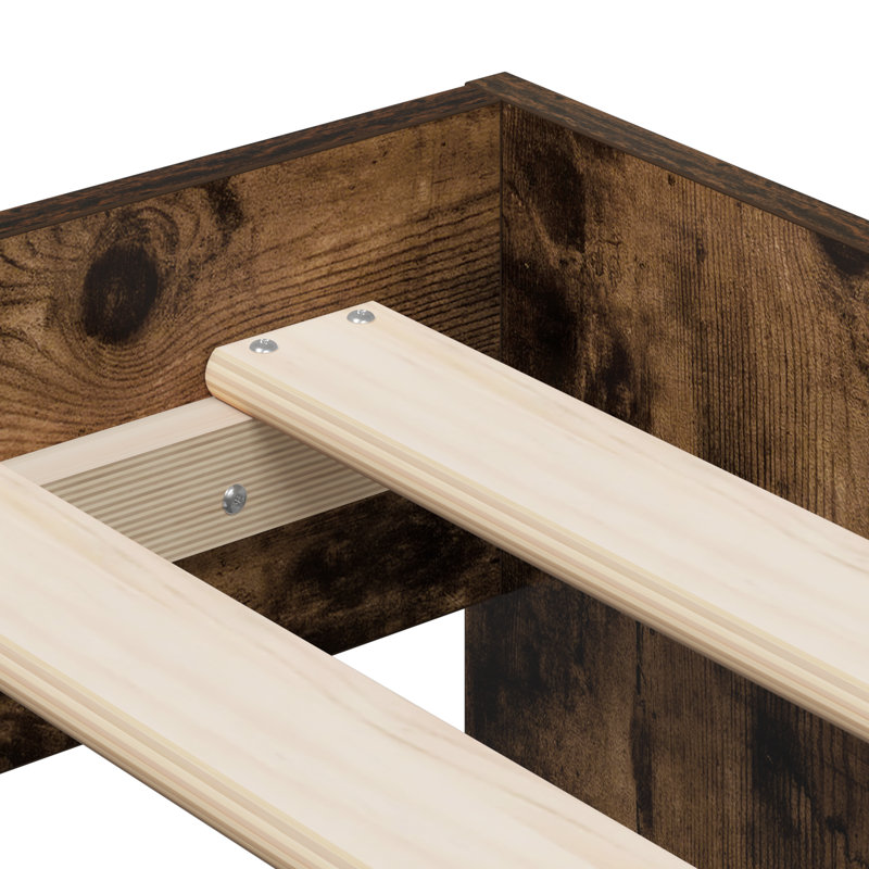 Storage Bed Frame, Single (3'), Smoked Oak