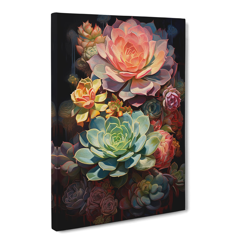 Succulent Contemporary No.2 - Wrapped Canvas, 60cm H x 40cm W x 3cm D