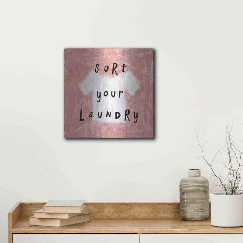 «Laundry Rules III» par Sue Schlabach, Gracie Oaks, art mural en métal, H 12 po x l 12 po