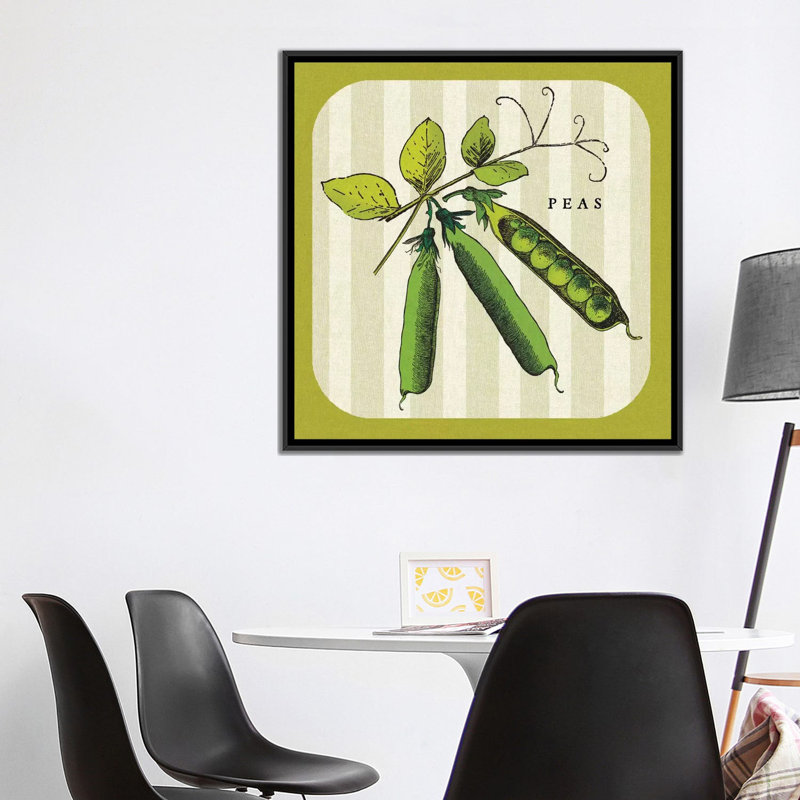 « linen legumes iv », impression sur toile, H 18 po x l 18 po x P 1,5 po, Toile avec cadre noir, Pas de tapis