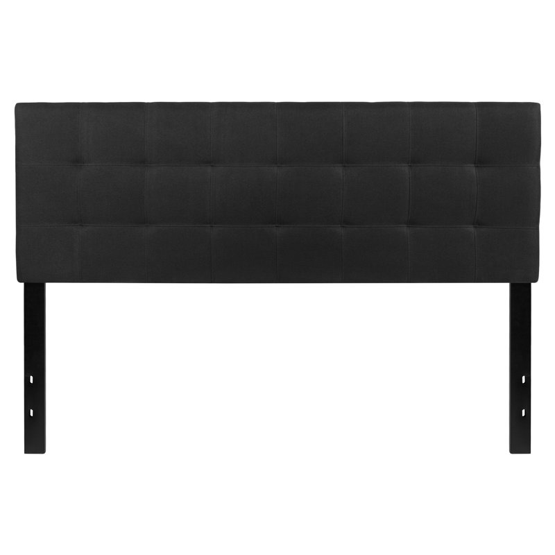 Black Tufted Upholstered Queen Headboard with Diamond Stitch