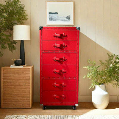 Leather Chest Of Drawers With Six Drawers 23.62'' W Dresser