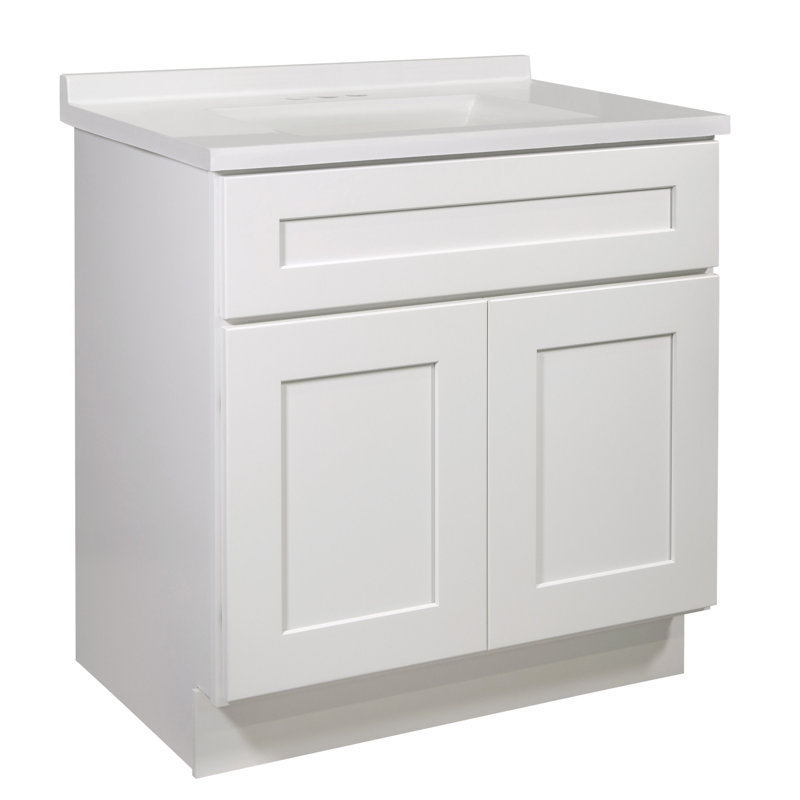 Brookings 31 Inch Bathroom Vanity with Cultured Marble Top - Assembled, Sherwin Williams White – Design House, 214593