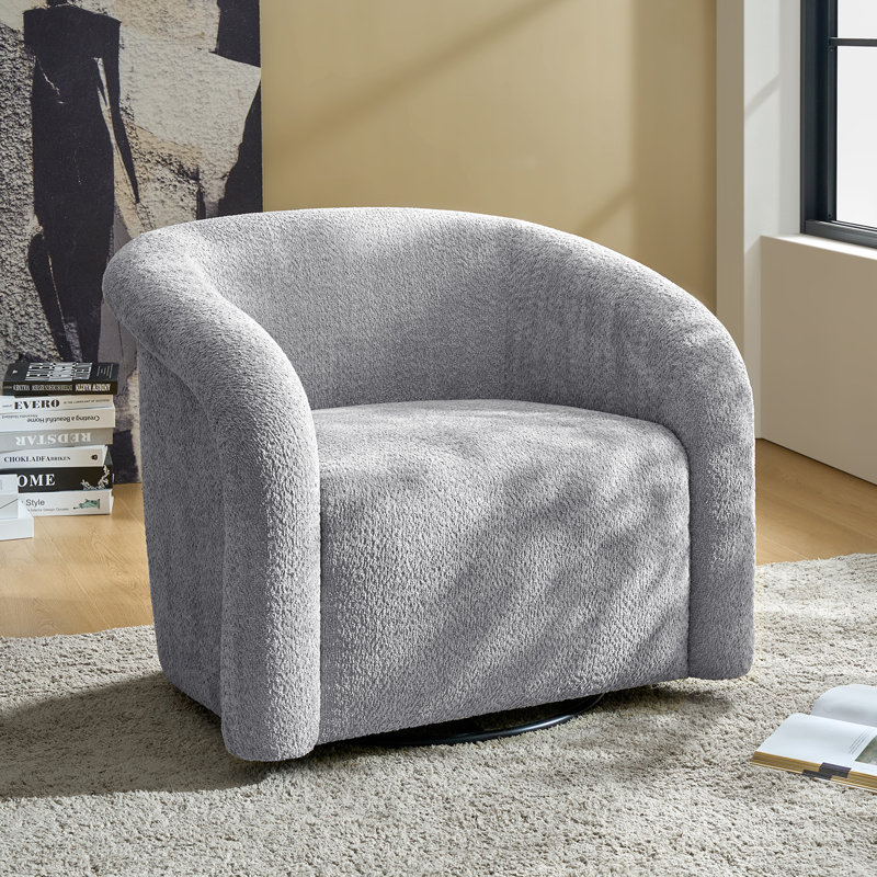 Casanova Modern Boucle Fabric Swivel Accent Chair, Black