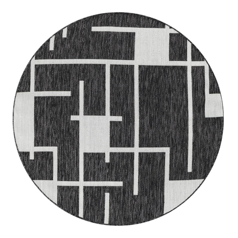 Tapis intérieur / extérieur d'extérieur moderne, Rond 4 pi 1 po