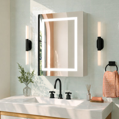 Armoire à pharmacie avec miroir à DEL 24 po x 30 po DeerValley, à fixation murale, à intensité variable, anti-buée, tablettes réglables, prise de courant encastrée, DV-1MC0499