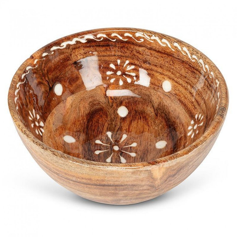 Grand bol à pois et à fleurs, 6.5"