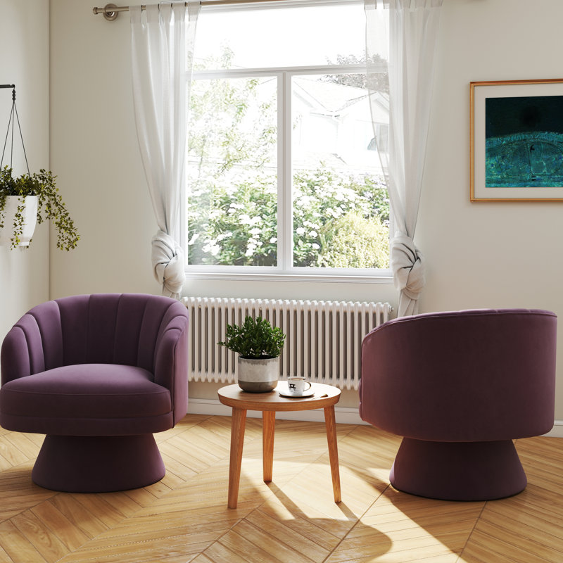 Fauteuil demi-tonneau pivotant en velours Murrow (ensemble de 2), Mauve