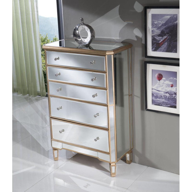 Caila 33'' W 5 - Drawer Dresser, Gold