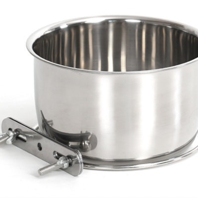 Hanging Stainless Steel Pet Bowl with Double Screw Clamp, Anti-Tip Mountable Dog Cat Food Water Bowl, Thickened Metal Crate Feeding Dish for Kennel Cage