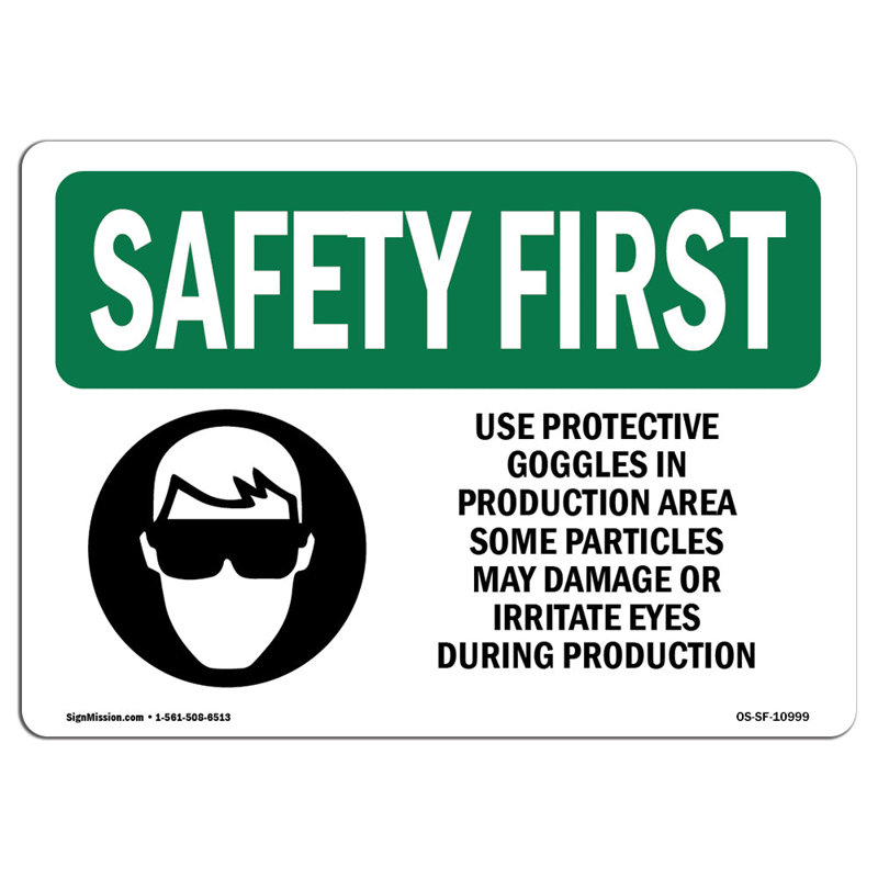 «Safety First Sign», H 12 po x l 18 po x P 0,1 po
