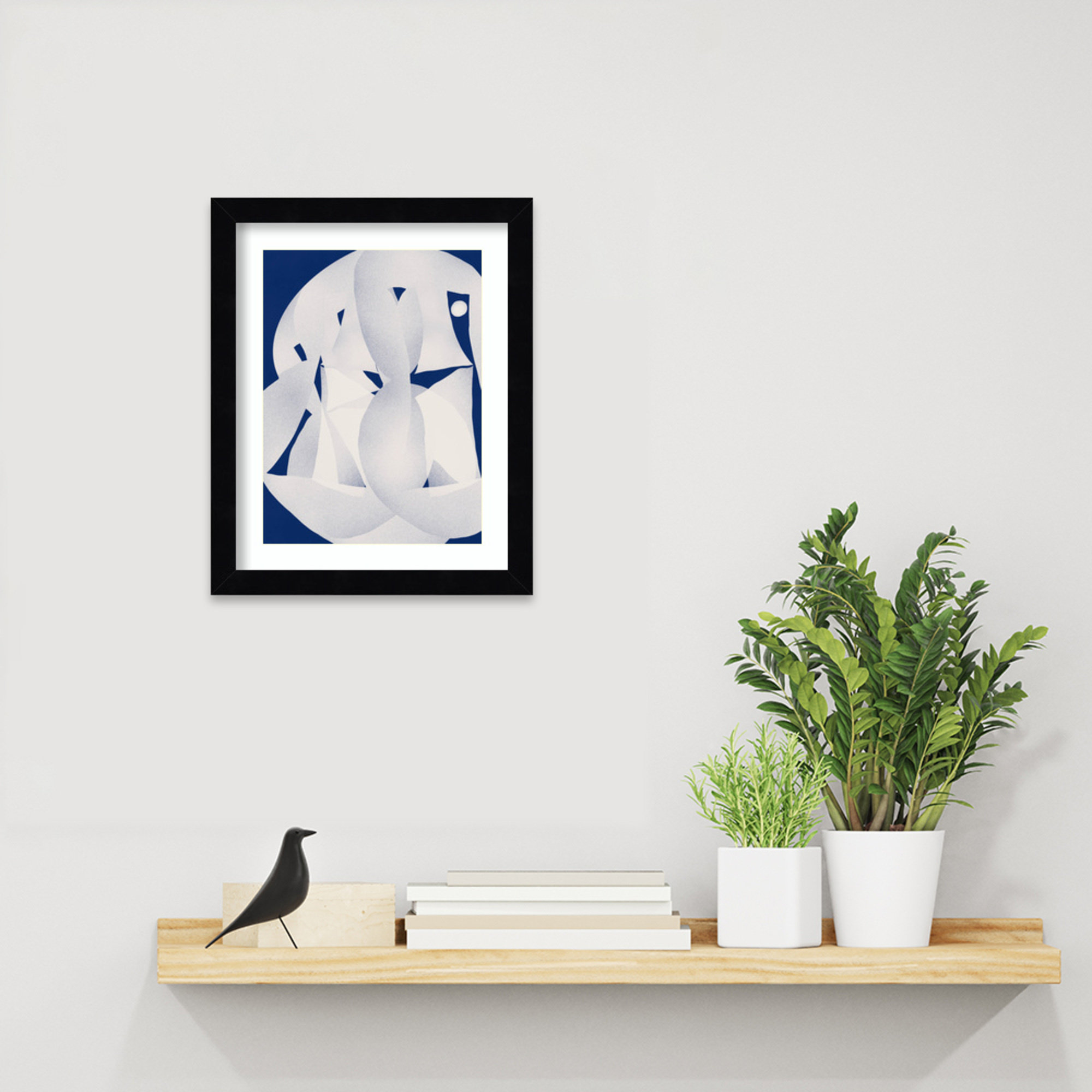 Paper Sculpture Abstract by Little Dean Wood Framed Wall Art Print, 13" H x 11" W, Black