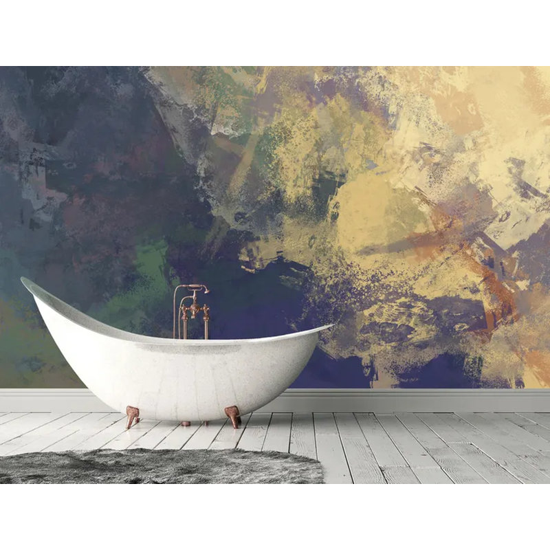 Navy Abstract Art Wall Mural, 108" L x 96" W