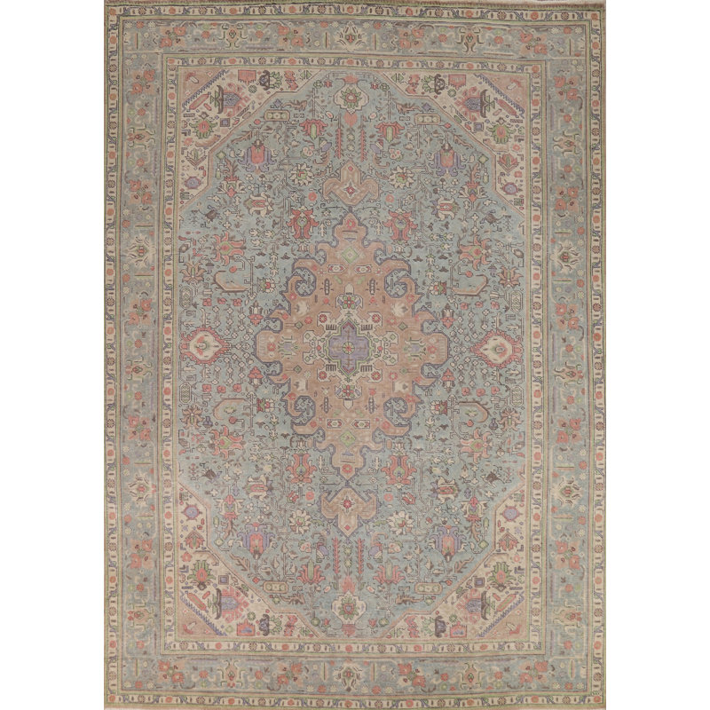 Tapis bleu géométrique 8 x 11 po
