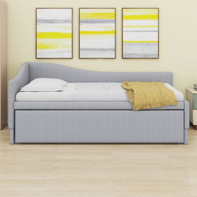 Upholstered L-Shaped Daybed With Pop Up Trundle
