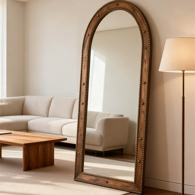 Half-Circle Manufactured Wood Full Length Mirrors, 74.8" H x 39.37" W