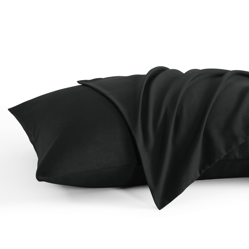 Taies d'oreiller de lit, 1800 taies d'oreiller en microfibre brossée avec fermeture à enveloppe - NTBAY, Noir, Grand