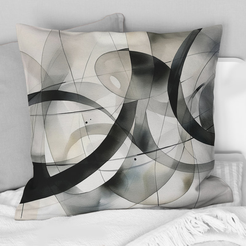 Abstract Neutral XV - Abstract Geometric Printed Throw Pillow