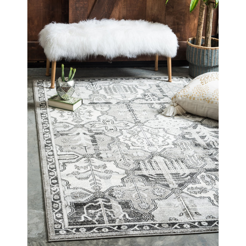 Tapis ivoire à motif géométrique Godina, Rectangle 10 pi x 13 pi 1 po