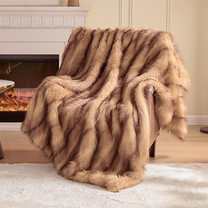 Machine Woven Throw Blanket, Brown