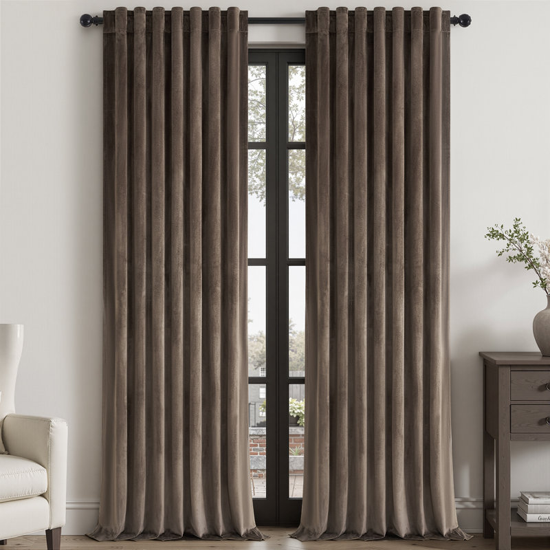 Aikens Velvet 100% Blackout Thermal Curtain Panel, 52" W x 96" L, Brown