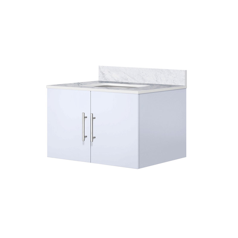 Meuble-lavabo de salle de bain 30 po X P 22 po D, avec plateau en marbre de Carrare, Blanc, 30"