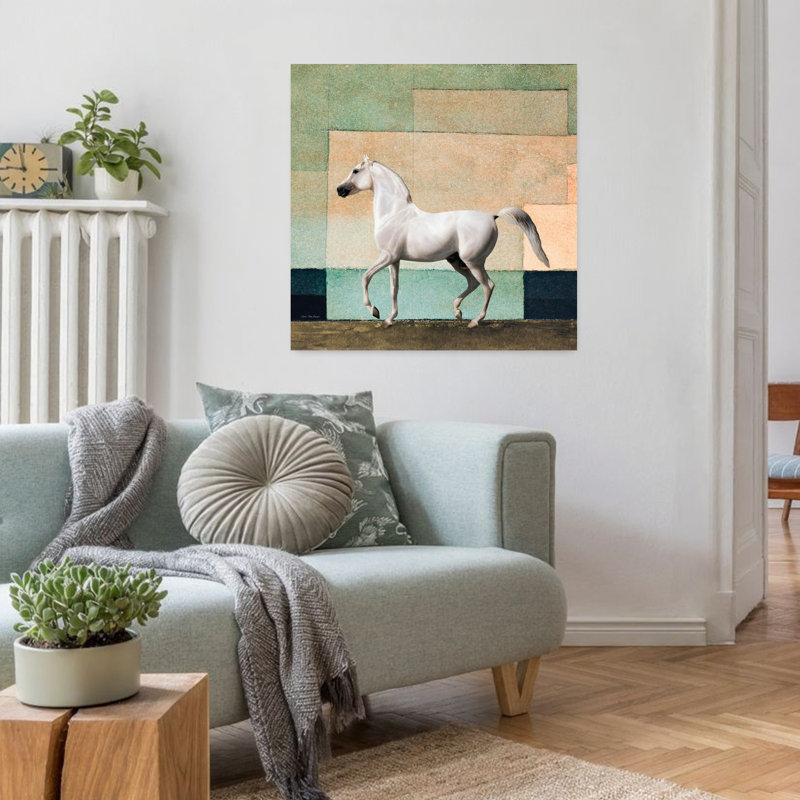 Art abstrait cheval contemporain abstrait, H 32 po x l 32 po