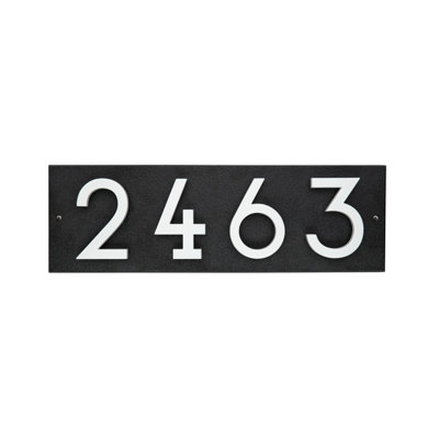 Floating Stand-Off 4-Number Horizontal Sign, Black /W/ White Modern Font Numbers