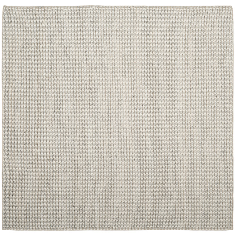 Natura Hand Woven Wool/Viscose Chevron Rug in Silver/Ivory, Square 4'