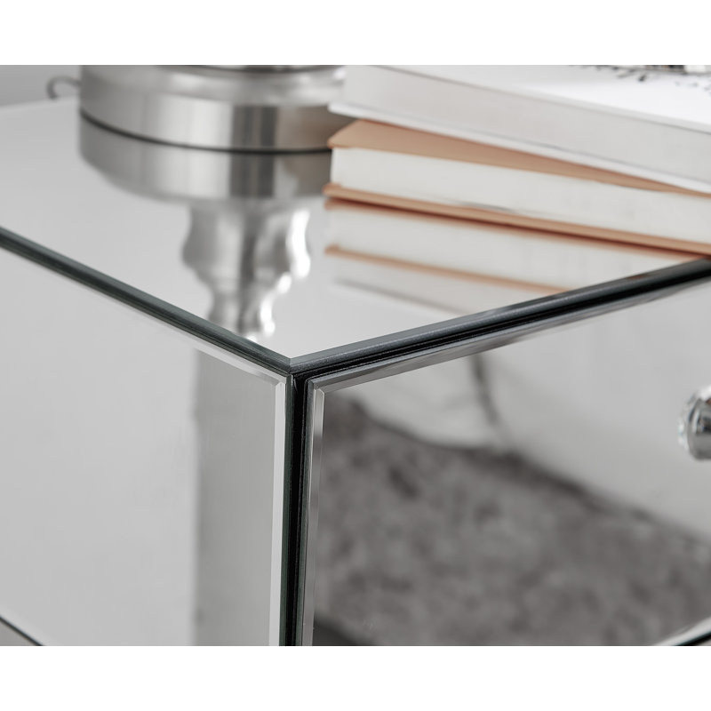 Hausman Elegant Mirrored 1 Drawer Bedside Table