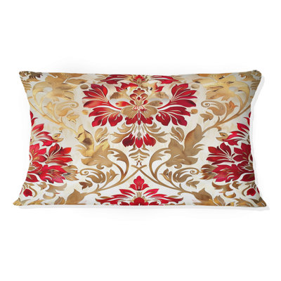 Red Gold Damask I - coussin damassé