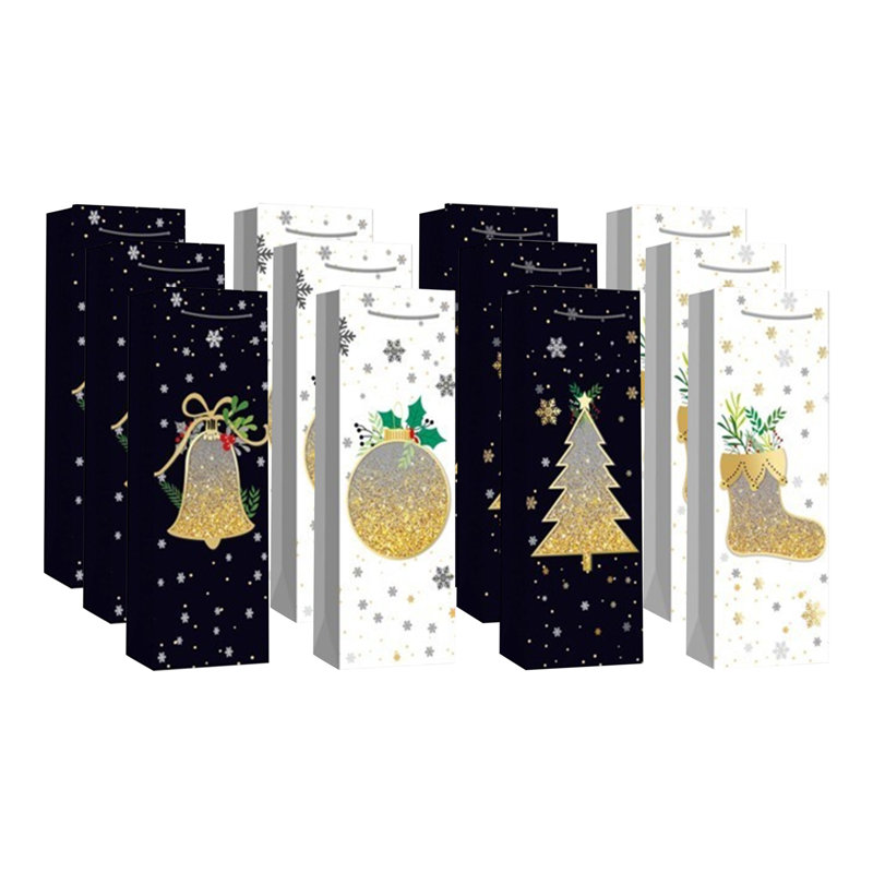 Ensemble de 12 sacs-cadeaux de Noël (paillettes) (assortis)