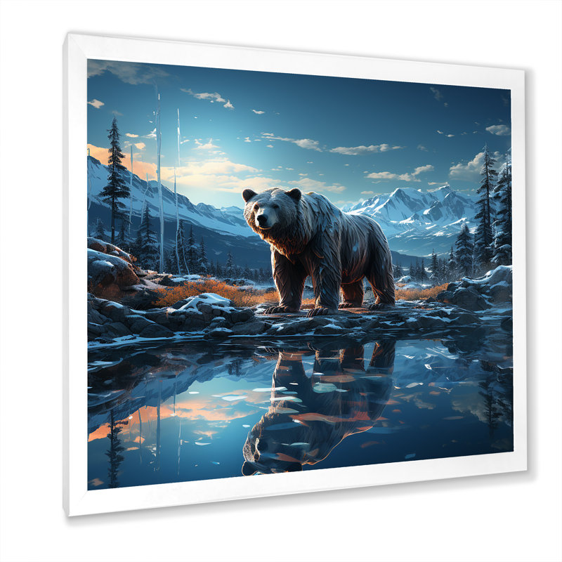 Abstrait d'un ours en harmonie I, Cadre photo blanc, H 16 po x l 16 po x P 1 po