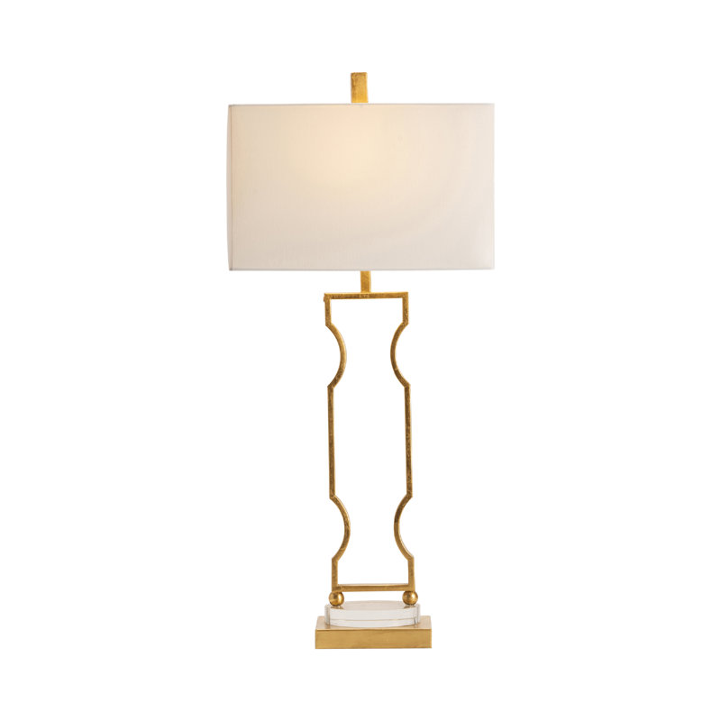 Lampe de table 35 "en métal avec abat-jour blanc